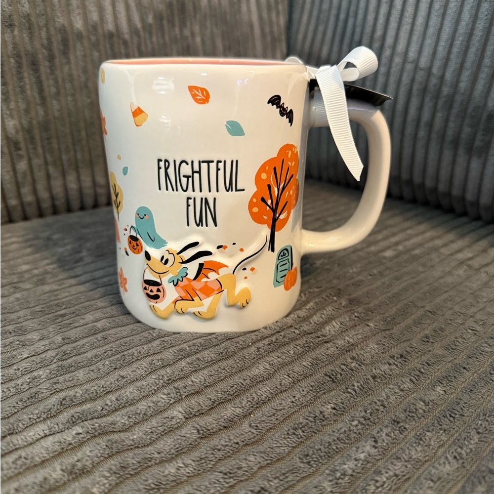 Rae Dunn x Disney x Pluto White Ceramic Mug FRIGHTFUL FUN NWT